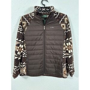 Lauren Active Ralph Lauren Jacket Women 1X Brown New Quilted Fleece Southwestern